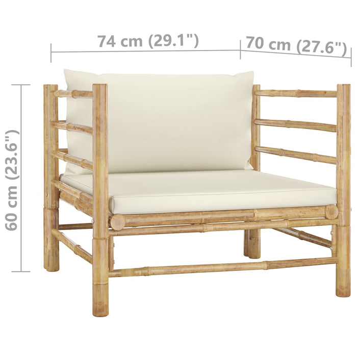 Set mobilier de grădină cu perne alb crem, 5 piese, bambus - WALTI WALTI