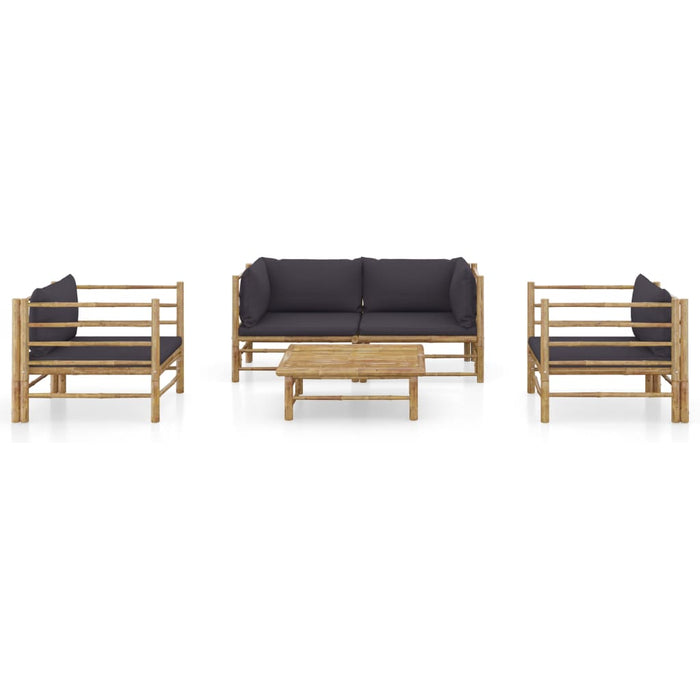 Set mobilier de grădină cu perne gri închis, 5 piese, bambus - WALTI WALTI