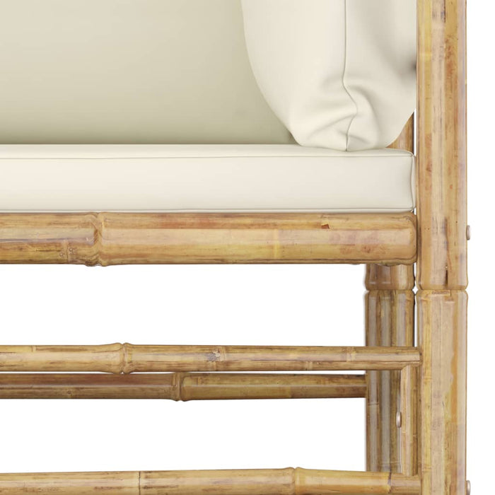 Set mobilier de grădină cu perne alb crem, 6 piese, bambus - WALTI WALTI
