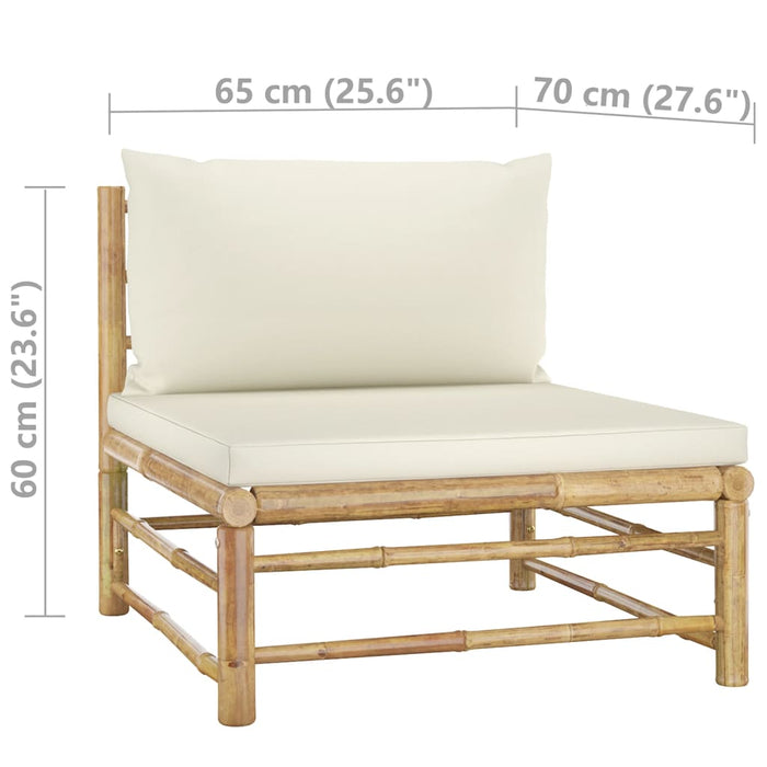 Set mobilier de grădină cu perne alb crem, 6 piese, bambus - WALTI WALTI