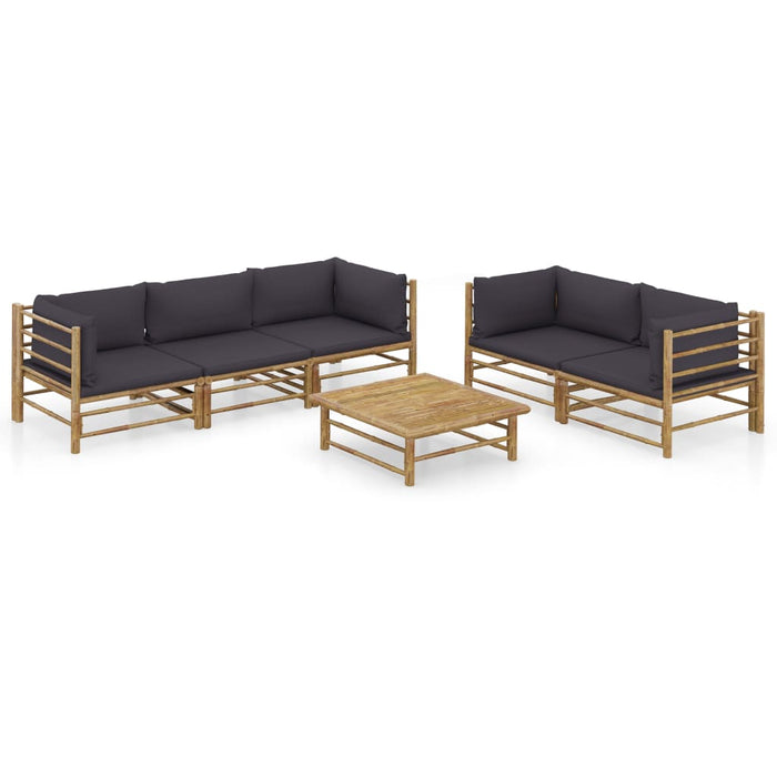 Set mobilier de grădină cu perne gri închis, 6 piese, bambus - WALTI WALTI