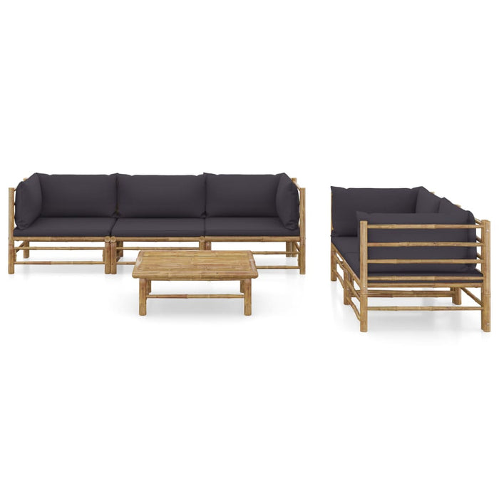 Set mobilier de grădină cu perne gri închis, 6 piese, bambus - WALTI WALTI