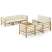 Set mobilier de grădină, cu perne alb crem, 9 piese, bambus - WALTI WALTI