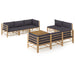 Set mobilier de grădină cu perne gri închis, 9 piese, bambus - WALTI WALTI