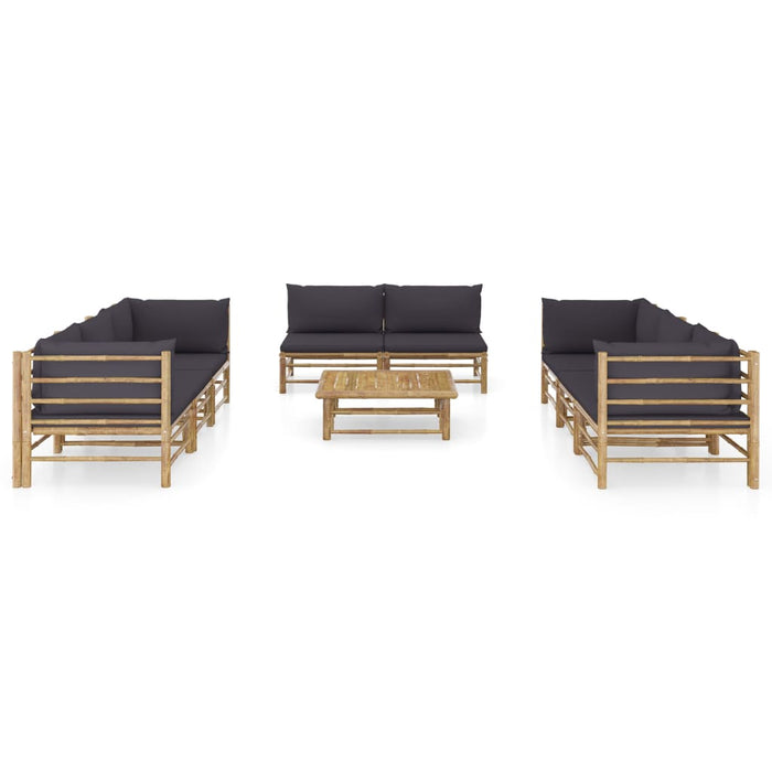 Set mobilier de grădină cu perne gri închis, 9 piese, bambus - WALTI WALTI