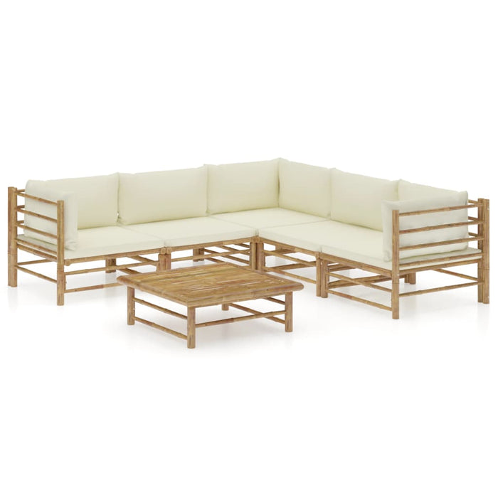 Set mobilier de grădină cu perne alb crem, 6 piese, bambus - WALTI WALTI