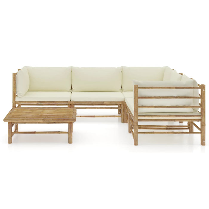 Set mobilier de grădină cu perne alb crem, 6 piese, bambus - WALTI WALTI