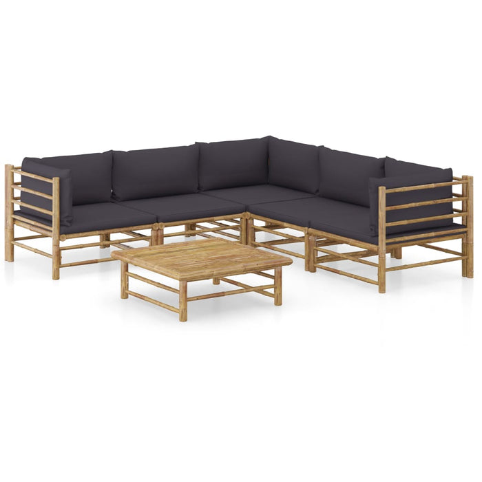 Set mobilier de grădină cu perne gri închis, 6 piese, bambus - WALTI WALTI