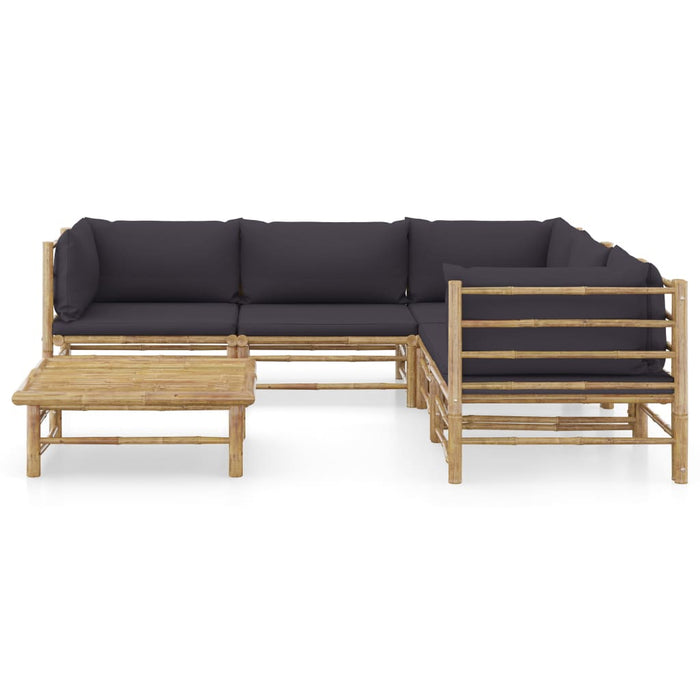 Set mobilier de grădină cu perne gri închis, 6 piese, bambus - WALTI WALTI