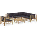 Set mobilier de grădină cu perne gri închis, 7 piese, bambus - WALTI WALTI