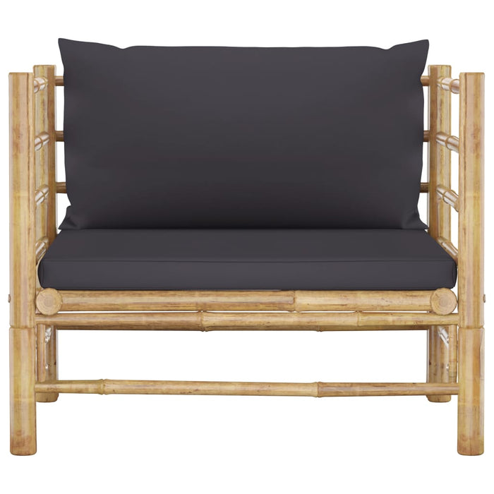 Set mobilier de grădină cu perne gri închis, 7 piese, bambus - WALTI WALTI