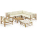 Set mobilier de grădină, cu perne alb crem, 8 piese, bambus - WALTI WALTI