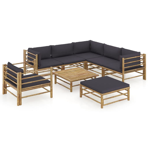 Set mobilier de grădină cu perne gri închis, 8 piese, bambus - WALTI WALTI