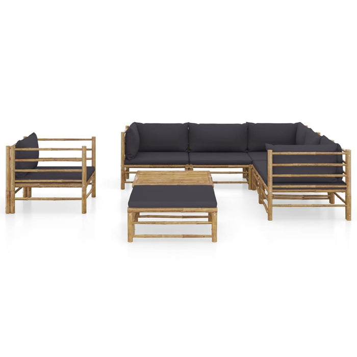 Set mobilier de grădină cu perne gri închis, 8 piese, bambus - WALTI WALTI