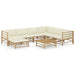 Set mobilier de grădină, cu perne alb crem, 8 piese, bambus - WALTI WALTI