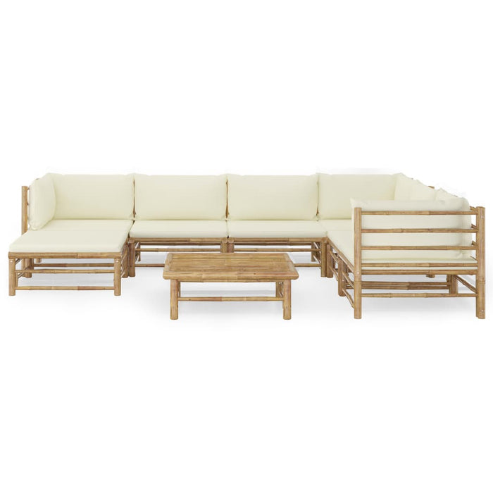 Set mobilier de grădină, cu perne alb crem, 8 piese, bambus - WALTI WALTI