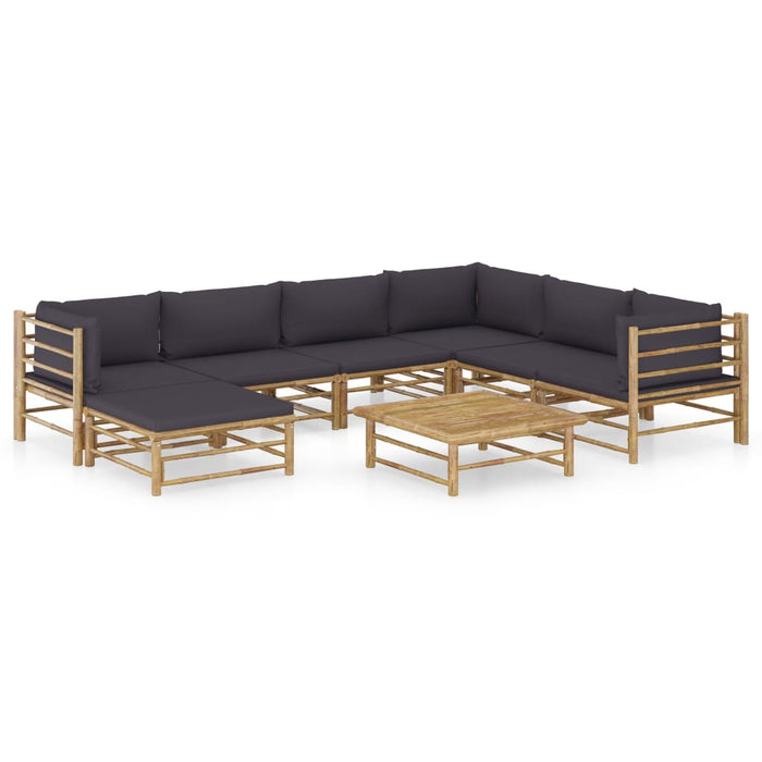 Set mobilier de grădină cu perne gri închis, 8 piese, bambus - WALTI WALTI