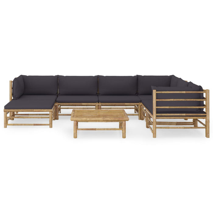 Set mobilier de grădină cu perne gri închis, 8 piese, bambus - WALTI WALTI