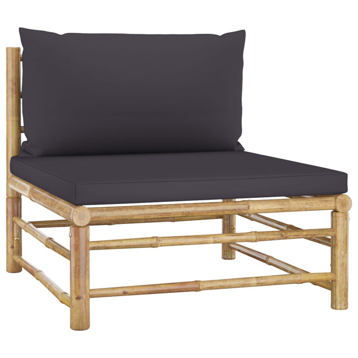 Set mobilier de grădină cu perne gri închis, 10 piese, bambus - WALTI WALTI