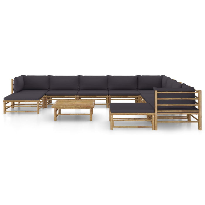 Set mobilier de grădină cu perne gri închis, 11 piese, bambus - WALTI WALTI