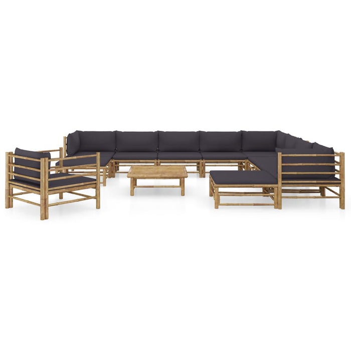 Set mobilier de grădină cu perne gri închis, 12 piese, bambus - WALTI WALTI