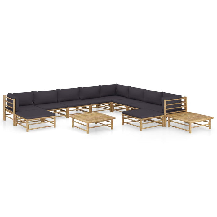 Set mobilier de grădină cu perne gri închis, 12 piese, bambus - WALTI WALTI