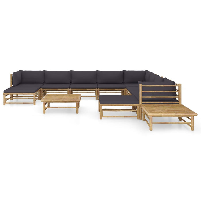 Set mobilier de grădină cu perne gri închis, 12 piese, bambus - WALTI WALTI