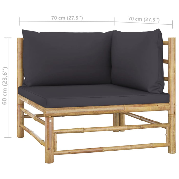 Set mobilier de grădină cu perne gri închis, 9 piese, bambus - WALTI WALTI
