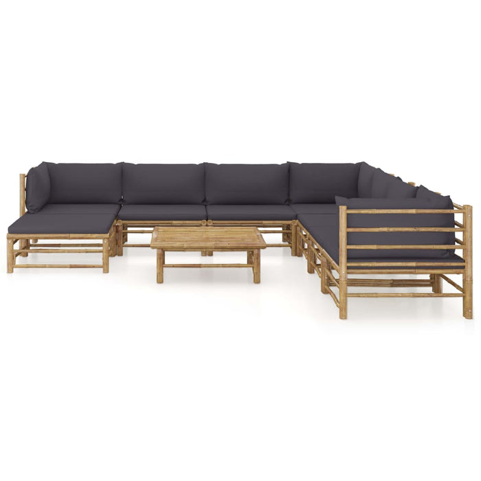 Set mobilier de grădină cu perne gri închis, 9 piese, bambus - WALTI WALTI
