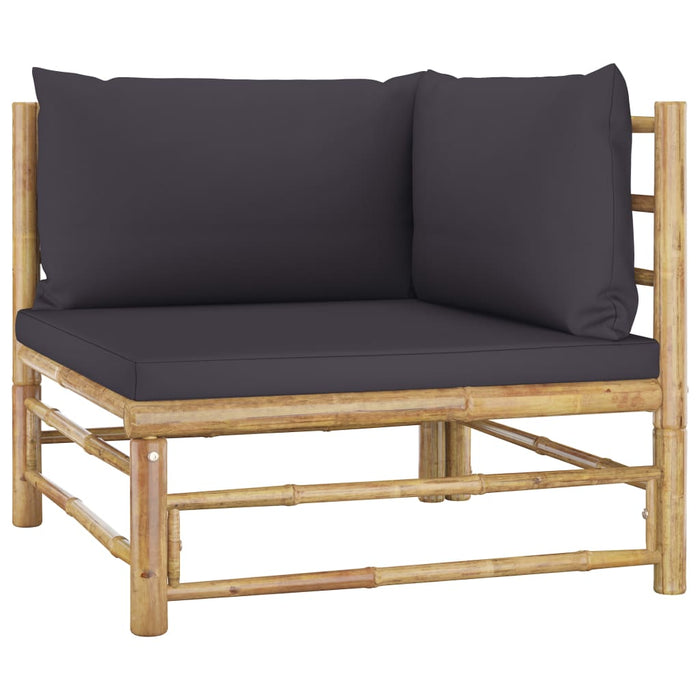 Set mobilier de grădină cu perne gri închis, 9 piese, bambus - WALTI WALTI