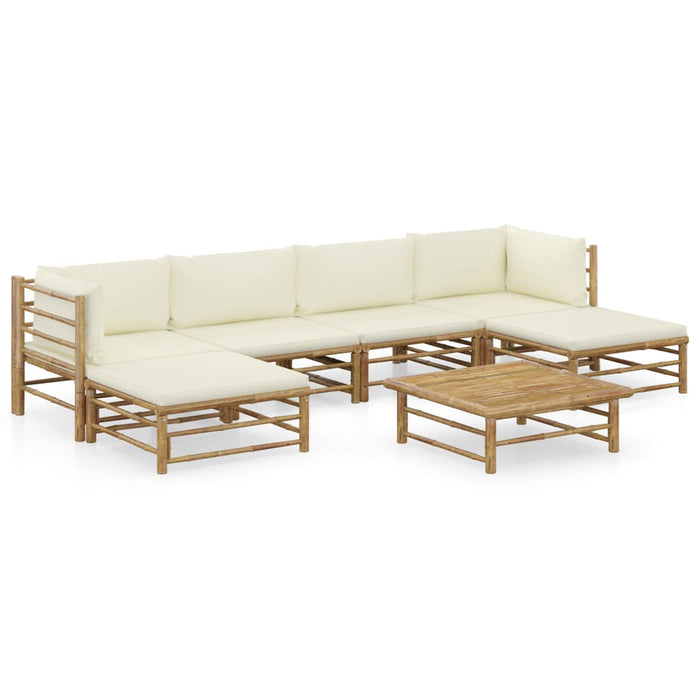 Set mobilier de grădină cu perne alb crem, 7 piese, bambus - WALTI WALTI