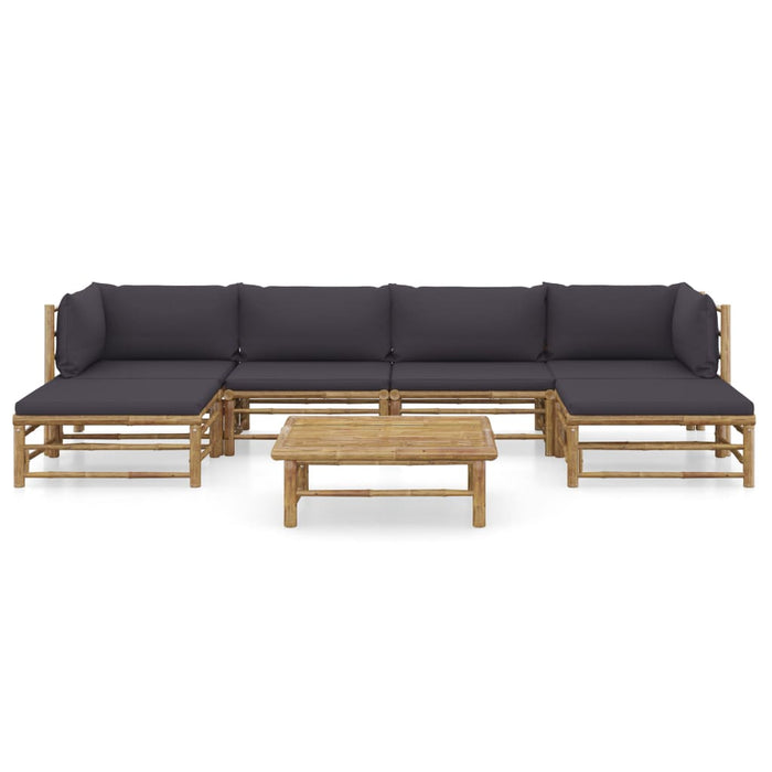 Set mobilier de grădină cu perne gri închis, 7 piese, bambus - WALTI WALTI