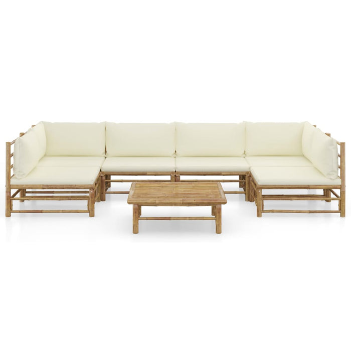 Set mobilier de grădină cu perne alb crem, 7 piese, bambus - WALTI WALTI