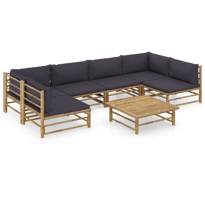 Set mobilier de grădină cu perne gri închis, 7 piese, bambus - WALTI WALTI