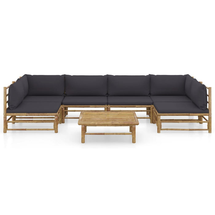Set mobilier de grădină cu perne gri închis, 7 piese, bambus - WALTI WALTI