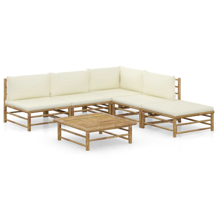 Set mobilier de grădină cu perne alb crem, 6 piese, bambus - WALTI WALTI