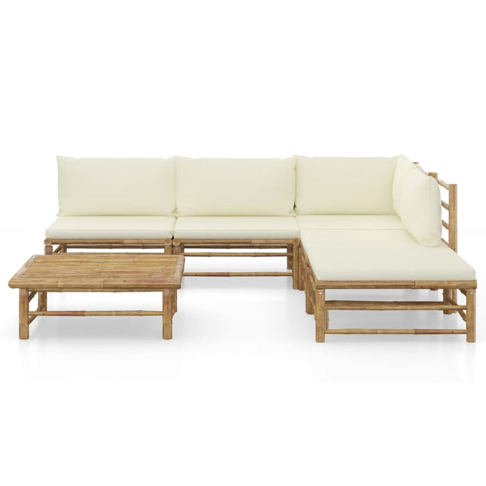 Set mobilier de grădină cu perne alb crem, 6 piese, bambus - WALTI WALTI