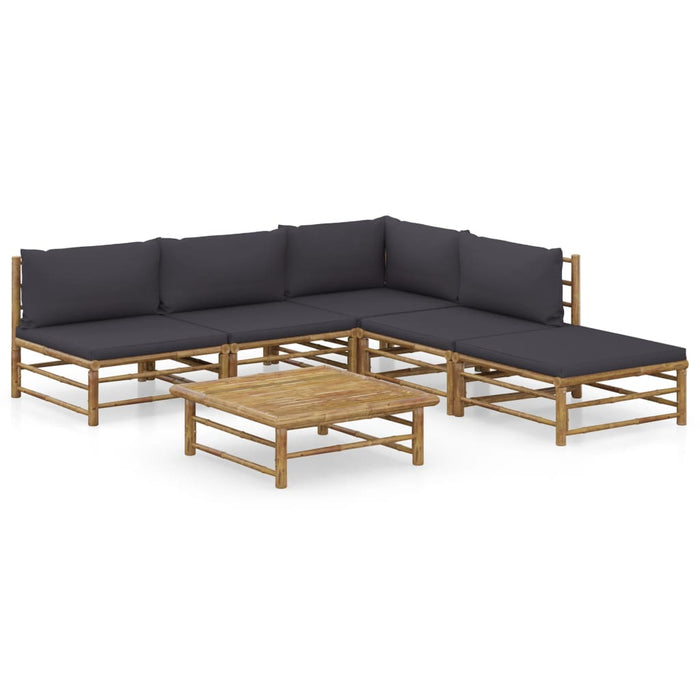 Set mobilier de grădină cu perne gri închis, 6 piese, bambus - WALTI WALTI