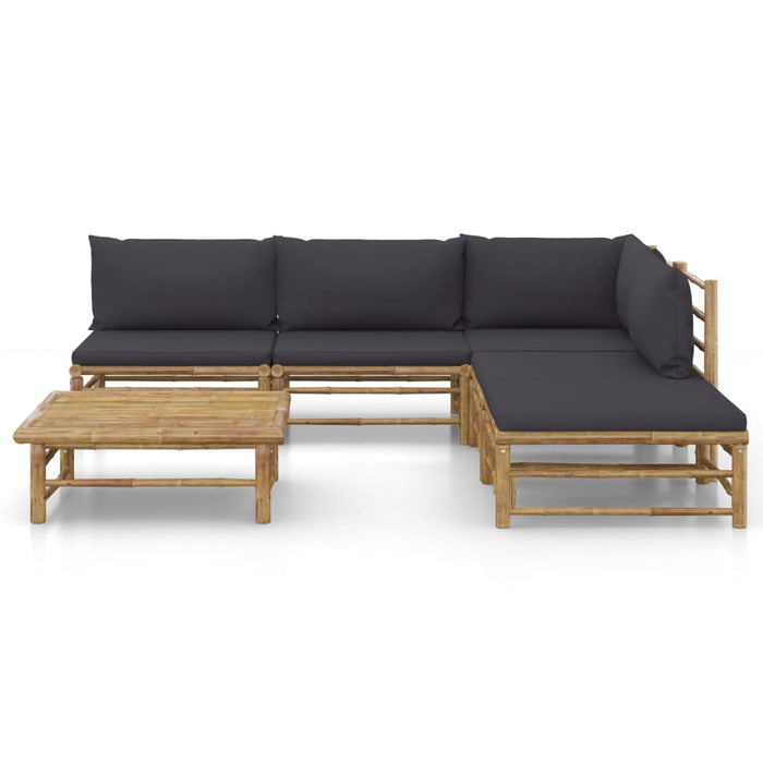 Set mobilier de grădină cu perne gri închis, 6 piese, bambus - WALTI WALTI