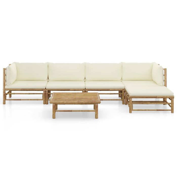 Set mobilier de grădină cu perne alb crem, 6 piese, bambus - WALTI WALTI