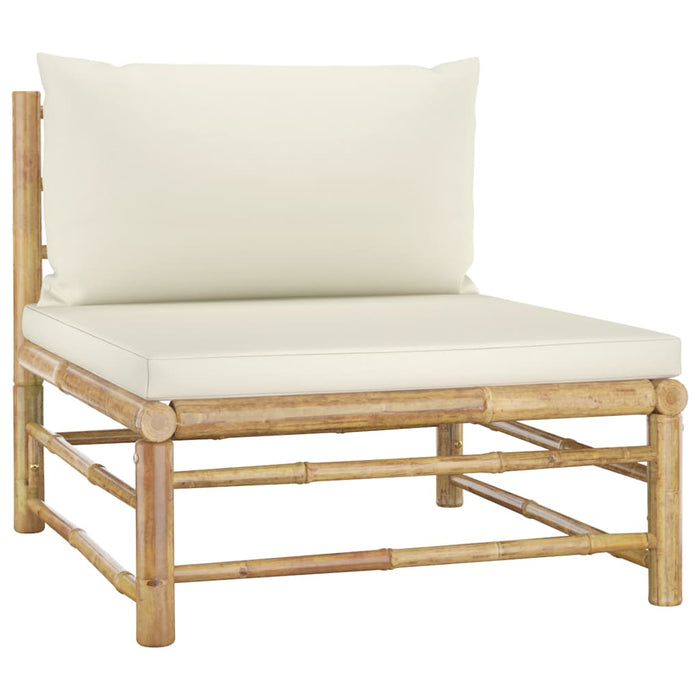 Set mobilier de grădină cu perne alb crem, 6 piese, bambus - WALTI WALTI