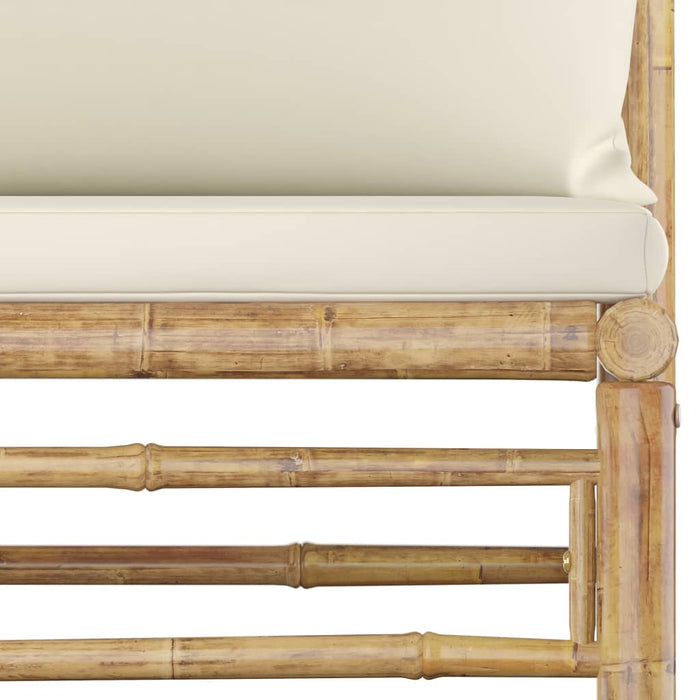 Set mobilier de grădină cu perne alb crem, 6 piese, bambus - WALTI WALTI