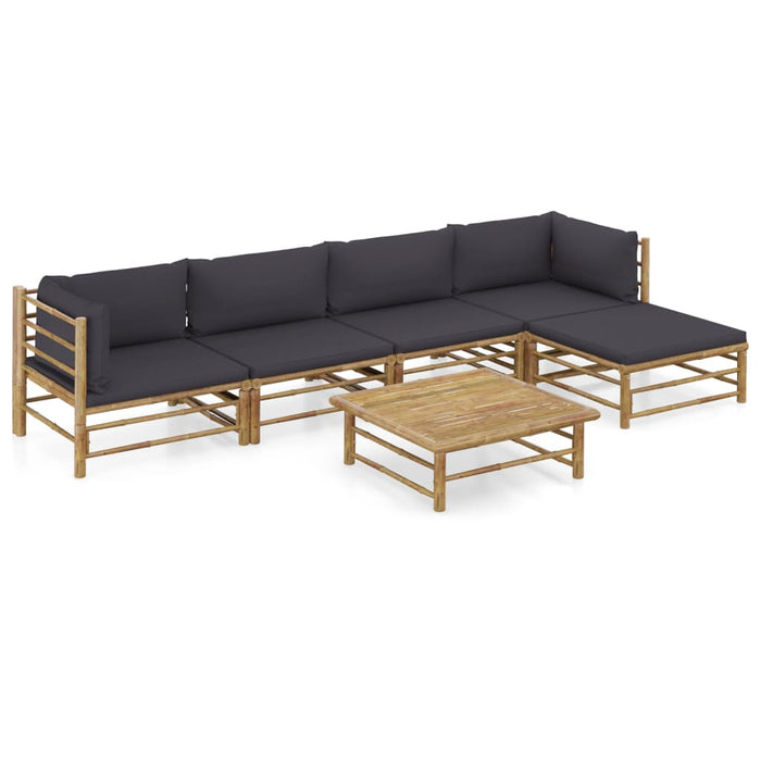 Set mobilier de grădină cu perne gri închis, 6 piese, bambus - WALTI WALTI