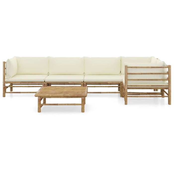 Set mobilier de grădină cu perne alb crem, 6 piese, bambus - WALTI WALTI