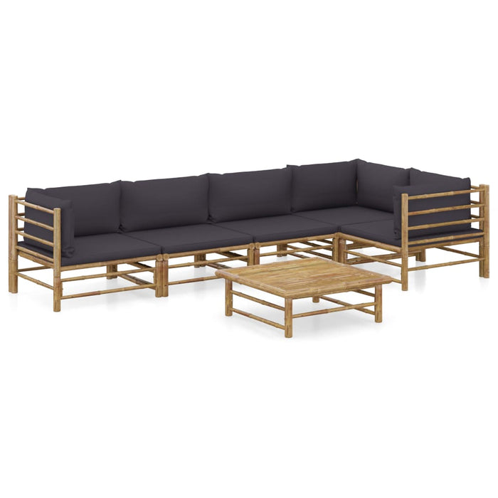 Set mobilier de grădină cu perne gri închis, 6 piese, bambus - WALTI WALTI