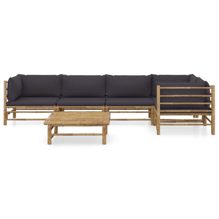 Set mobilier de grădină cu perne gri închis, 6 piese, bambus - WALTI WALTI