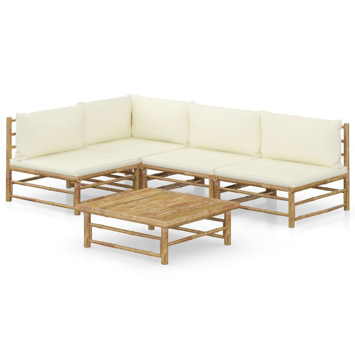 Set mobilier de grădină cu perne alb crem, 2 piese, bambus - WALTI WALTI