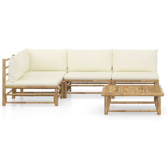 Set mobilier de grădină cu perne alb crem, 2 piese, bambus - WALTI WALTI