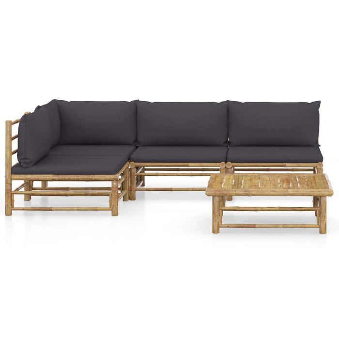 Set mobilier de grădină cu perne gri închis, 6 piese, bambus - WALTI WALTI