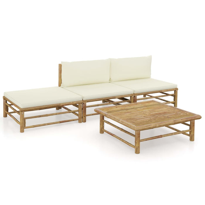 Set mobilier de grădină, cu perne alb crem, 3 piese, bambus - WALTI WALTI
